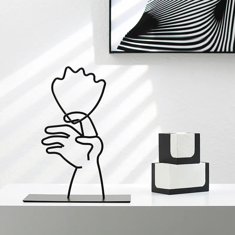 Black Metal Linear Sculpture Fc-W2117C - Home Decor Figurines - ebarza Furniture UAE | Shop Modern Furniture in Abu Dhabi & Dubai - مفروشات ايبازرا في الامارات | تسوق اثاث عصري وديكورات مميزة في دبي وابوظبي