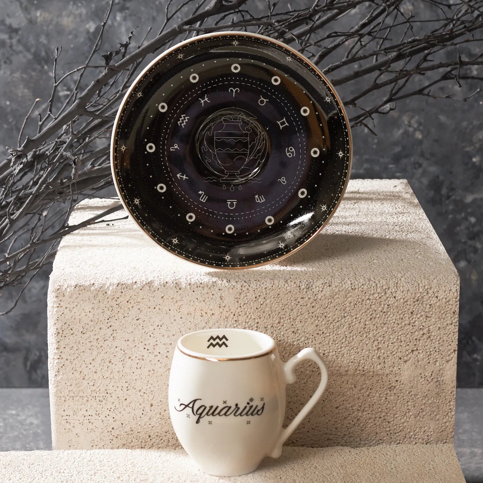 Karaca Aquarius Sign Coffee Cup 90 Ml 153.03.06.6898 - Coffee Sets - ebarza Furniture UAE | Shop Modern Furniture in Abu Dhabi & Dubai - مفروشات ايبازرا في الامارات | تسوق اثاث عصري وديكورات مميزة في دبي وابوظبي