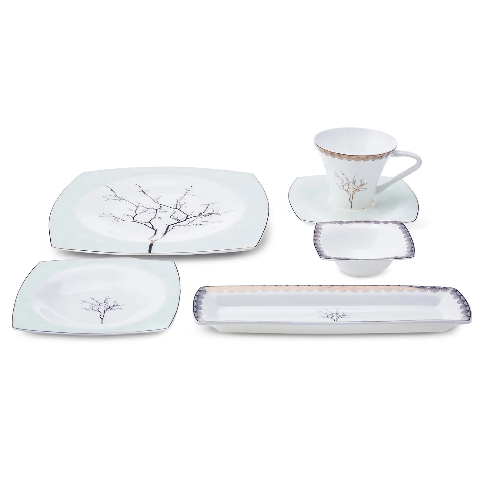 Karaca Fine Pearl Banyan 26 Pieces 6 Person Breakfast Set Square 153.03.08.0647 - Dinnerware Sets - ebarza Furniture UAE | Shop Modern Furniture in Abu Dhabi & Dubai - مفروشات ايبازرا في الامارات | تسوق اثاث عصري وديكورات مميزة في دبي وابوظبي