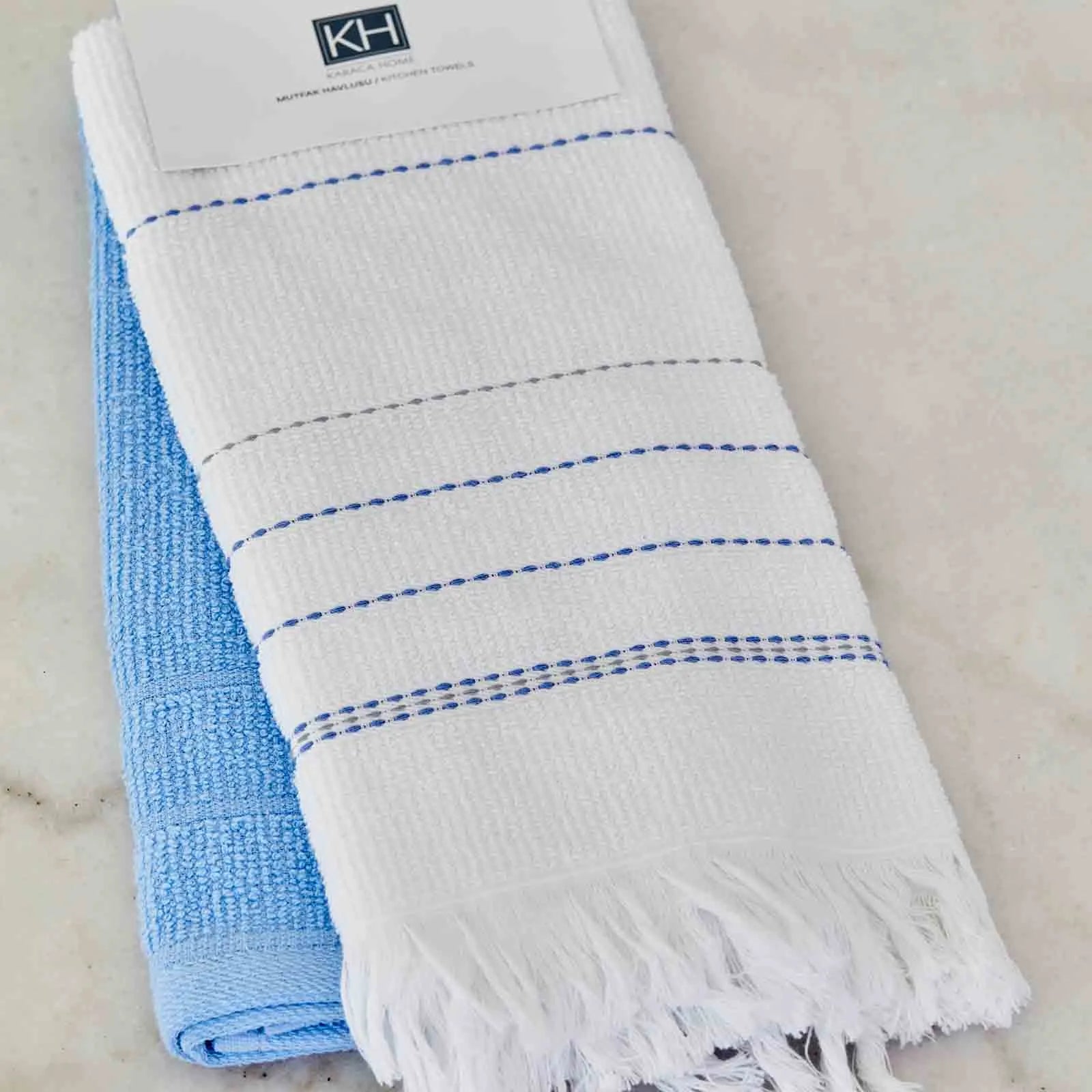 Karaca Home Alisa Blue 2 Piece Kitchen Towel 60X40Cm 200.18.01.0395 -  Towels - ebarza Furniture UAE | Shop Modern Furniture in Abu Dhabi & Dubai - مفروشات ايبازرا في الامارات | تسوق اثاث عصري وديكورات مميزة في دبي وابوظبي