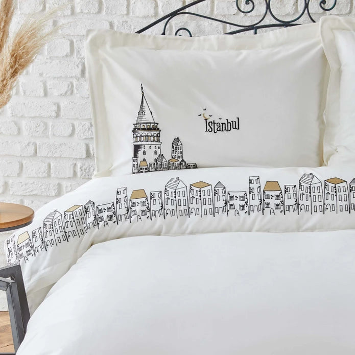 Karaca Home Galata Black Embroidered Double 100% Cotton Duvet Cover Set 200.19.01.0489 -  Bedding - ebarza Furniture UAE | Shop Modern Furniture in Abu Dhabi & Dubai - مفروشات ايبازرا في الامارات | تسوق اثاث عصري وديكورات مميزة في دبي وابوظبي