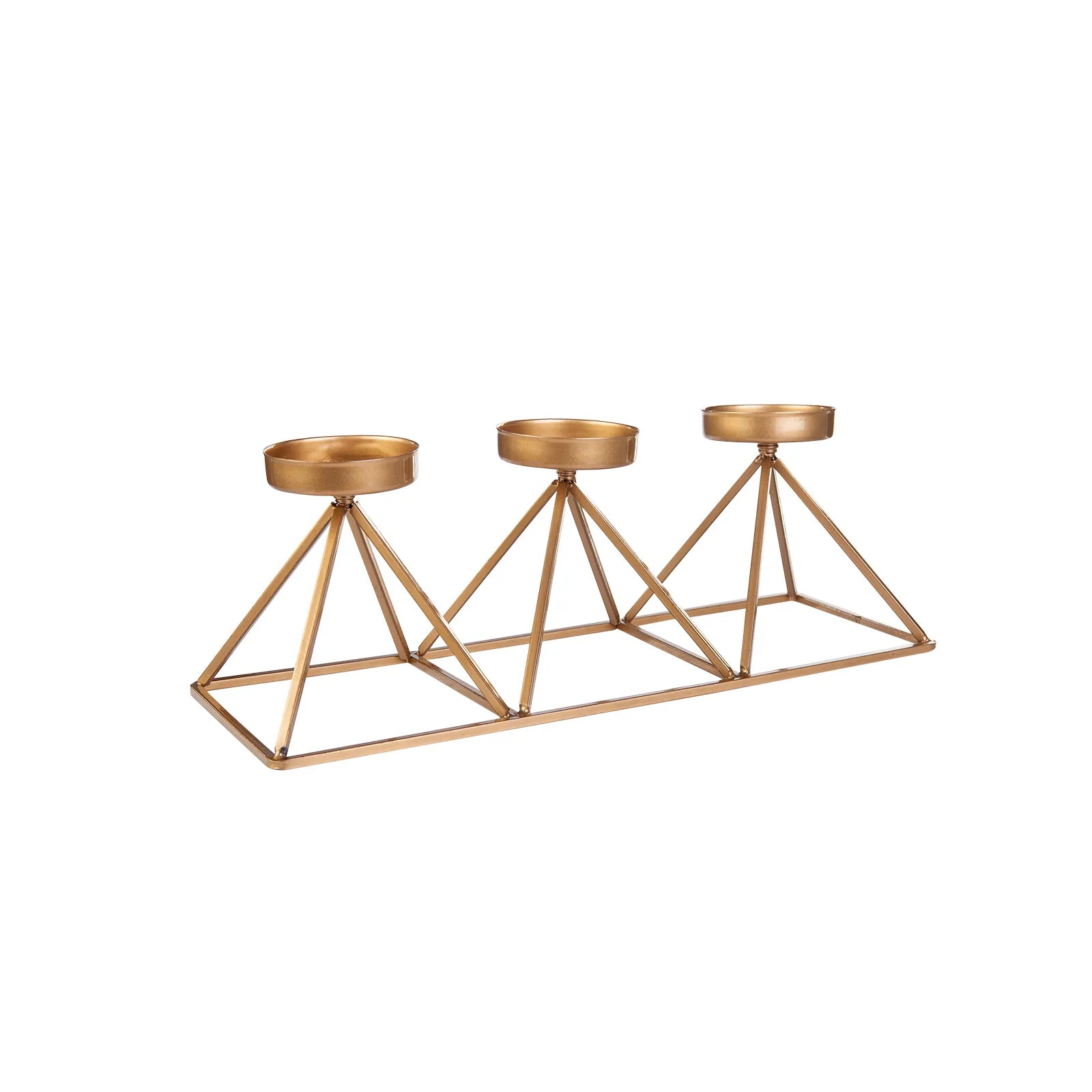 Karaca Home Geometry 3 Piece Candle Holder Gold 36X13Cm 300.21.02.010 -  Candle Holders - ebarza Furniture UAE | Shop Modern Furniture in Abu Dhabi & Dubai - مفروشات ايبازرا في الامارات | تسوق اثاث عصري وديكورات مميزة في دبي وابوظبي