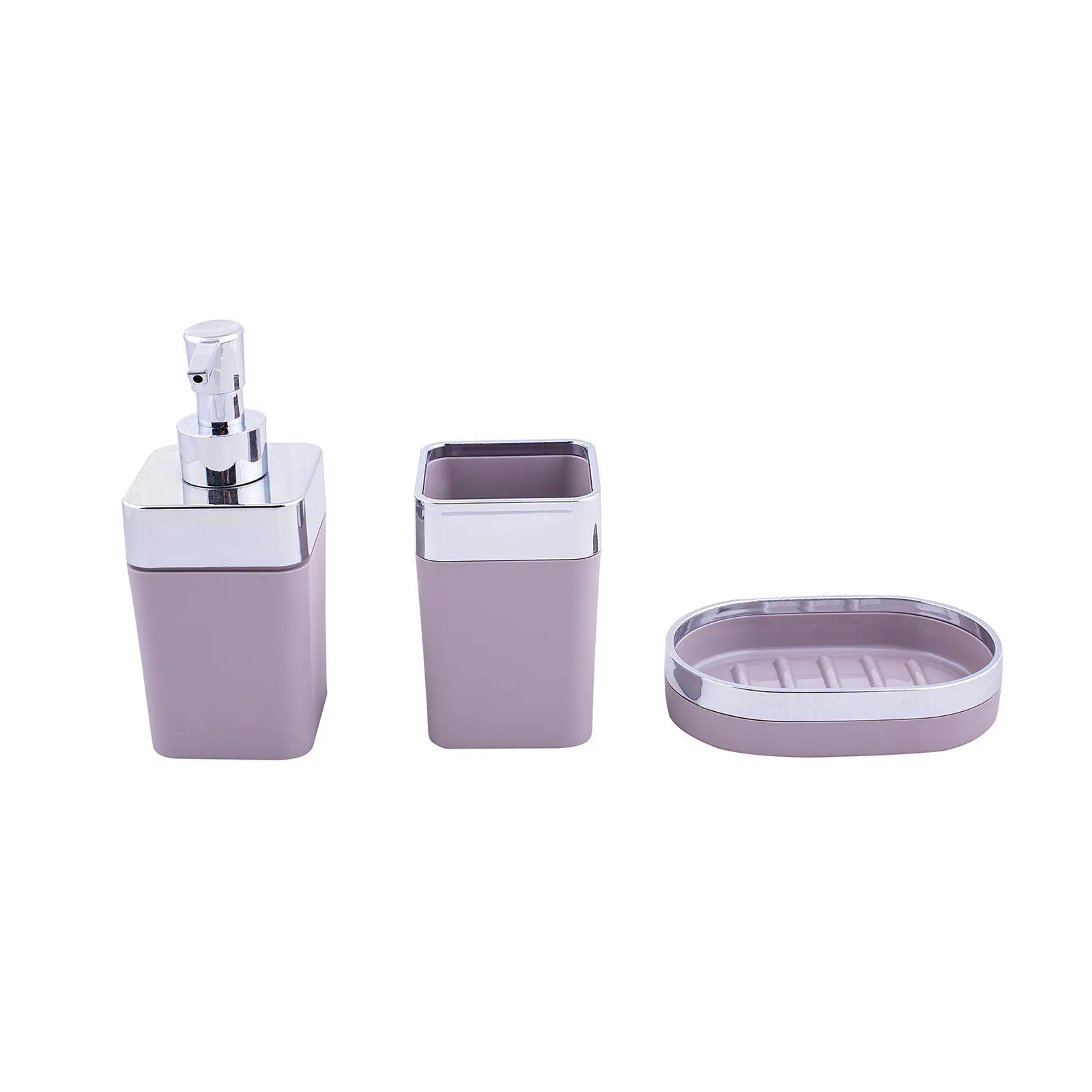 Karaca Home Gray/Silver 5 Piece Square Bathroom Set 300.21.02.0024 - Bathroom Accessories - ebarza Furniture UAE | Shop Modern Furniture in Abu Dhabi & Dubai - مفروشات ايبازرا في الامارات | تسوق اثاث عصري وديكورات مميزة في دبي وابوظبي