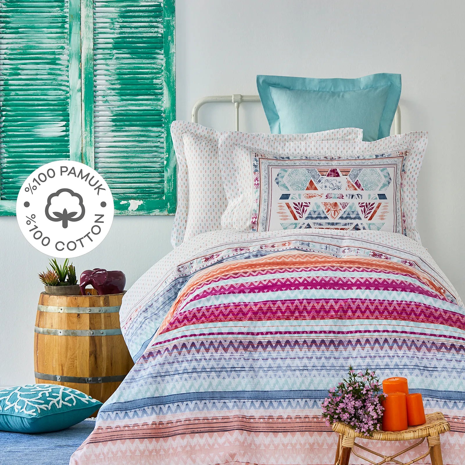 Karaca Home Moody Blue 100% Cotton Young Single Duvet Cover Set 200.18.01.0299 -  Bedding - ebarza Furniture UAE | Shop Modern Furniture in Abu Dhabi & Dubai - مفروشات ايبازرا في الامارات | تسوق اثاث عصري وديكورات مميزة في دبي وابوظبي