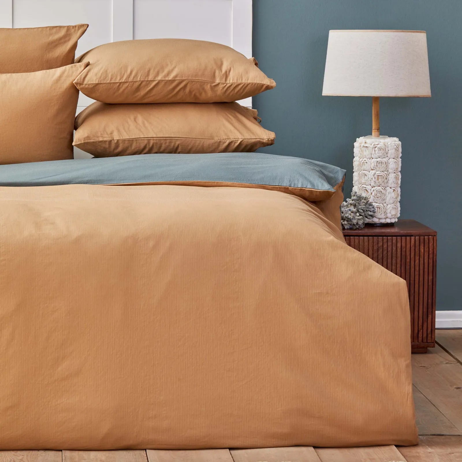 Karaca Nautica Home Bow Mustard/Green Double Sided Single Duvet Cover Set 180.01.01.0408 -  Bedding - ebarza Furniture UAE | Shop Modern Furniture in Abu Dhabi & Dubai - مفروشات ايبازرا في الامارات | تسوق اثاث عصري وديكورات مميزة في دبي وابوظبي