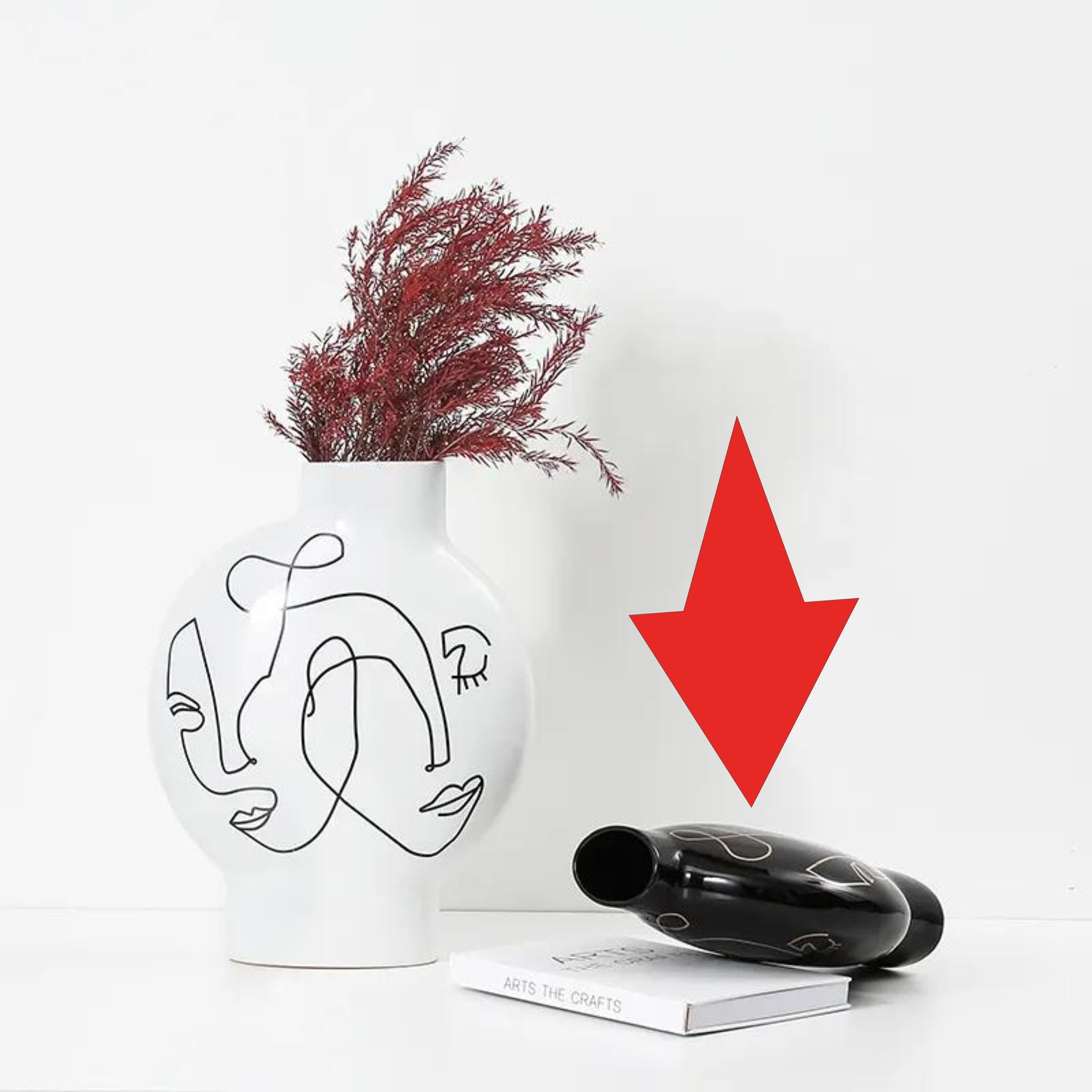 Black Hand Painted Vase-B Fa-D21103B - Vases - ebarza Furniture UAE | Shop Modern Furniture in Abu Dhabi & Dubai - مفروشات ايبازرا في الامارات | تسوق اثاث عصري وديكورات مميزة في دبي وابوظبي