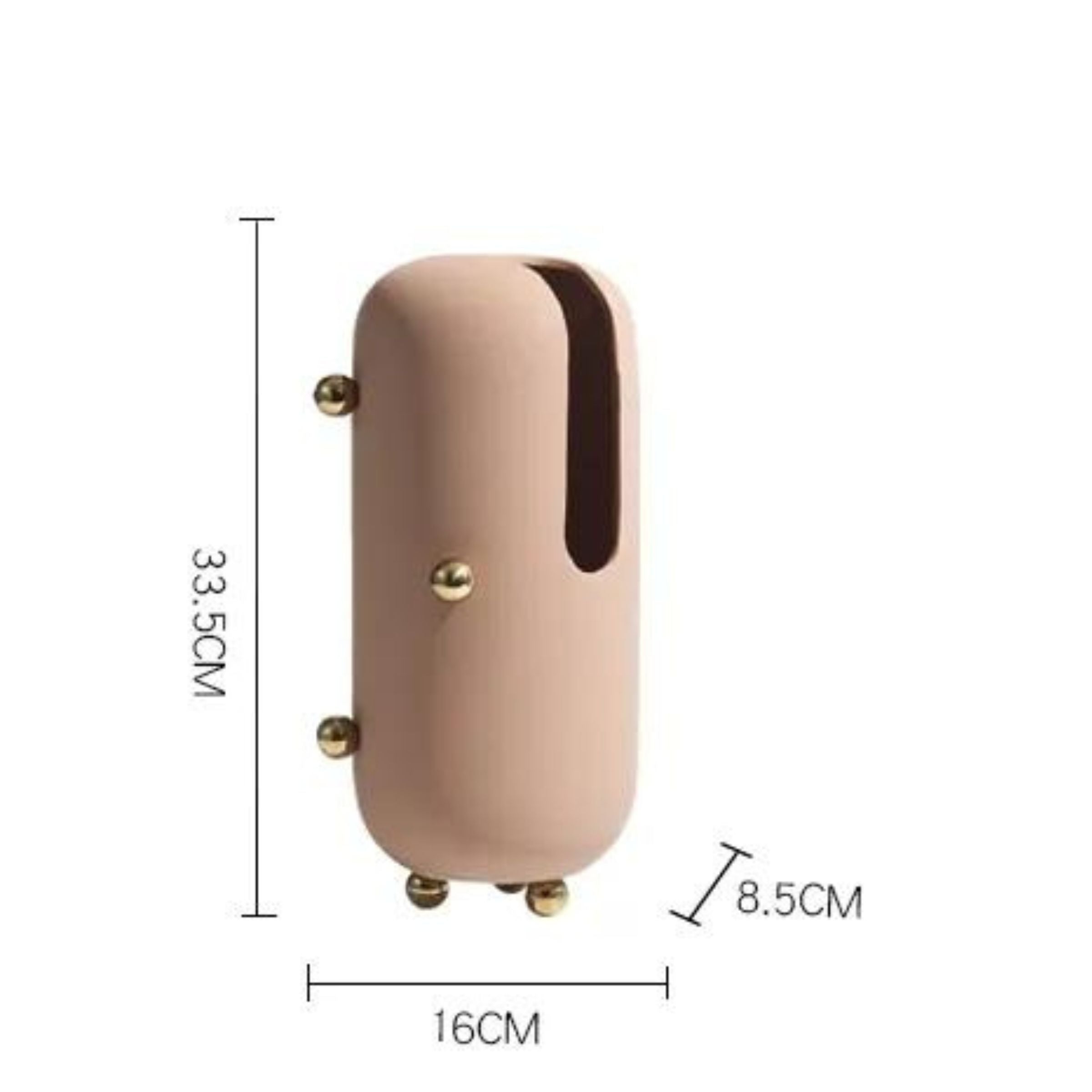 Blush Ceramic Vase With Gold Stainless Steel Detail Fd-D22064A - Vases - ebarza Furniture UAE | Shop Modern Furniture in Abu Dhabi & Dubai - مفروشات ايبازرا في الامارات | تسوق اثاث عصري وديكورات مميزة في دبي وابوظبي