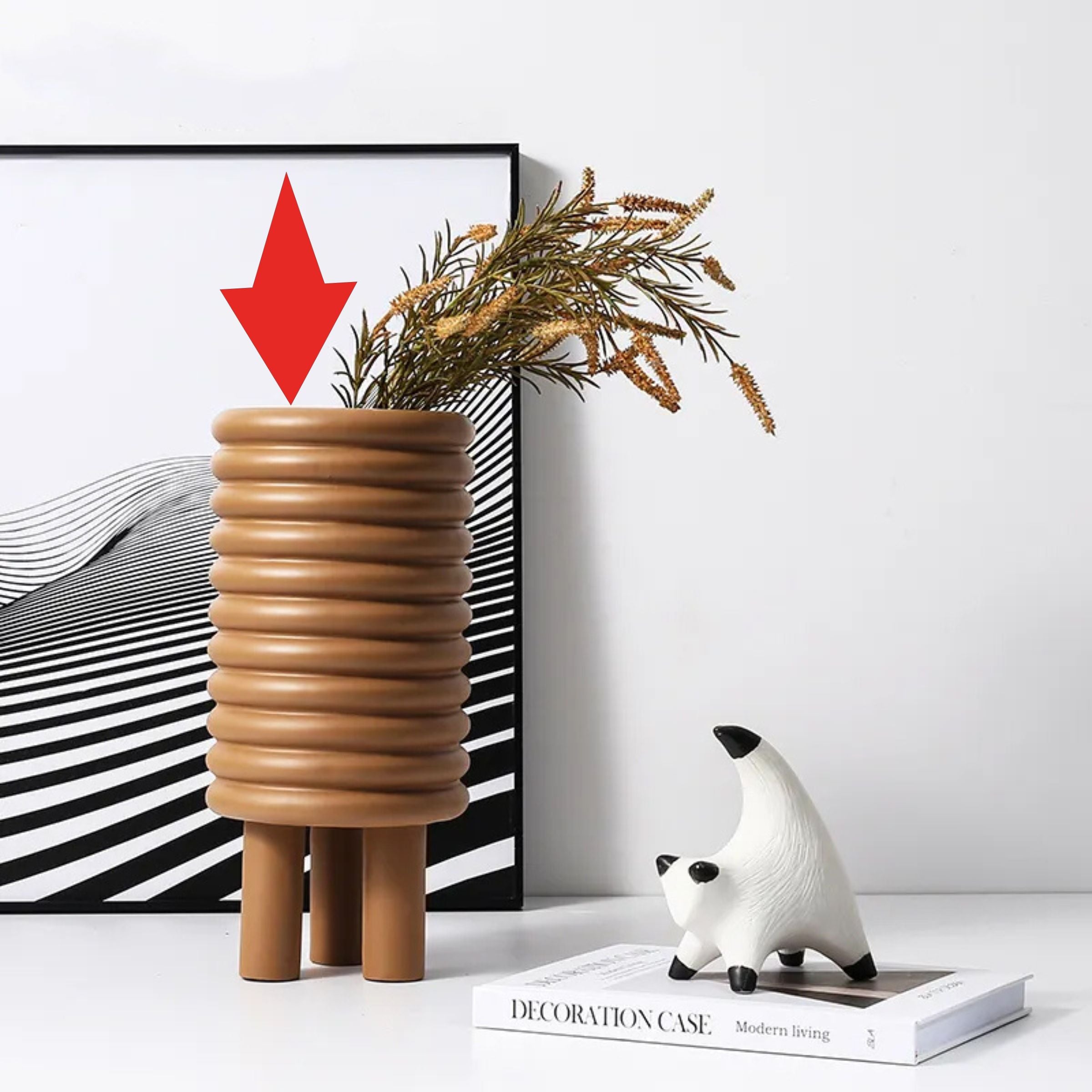 Circle Vase Brown Fc-Sz2174B - Vases - ebarza Furniture UAE | Shop Modern Furniture in Abu Dhabi & Dubai - مفروشات ايبازرا في الامارات | تسوق اثاث عصري وديكورات مميزة في دبي وابوظبي