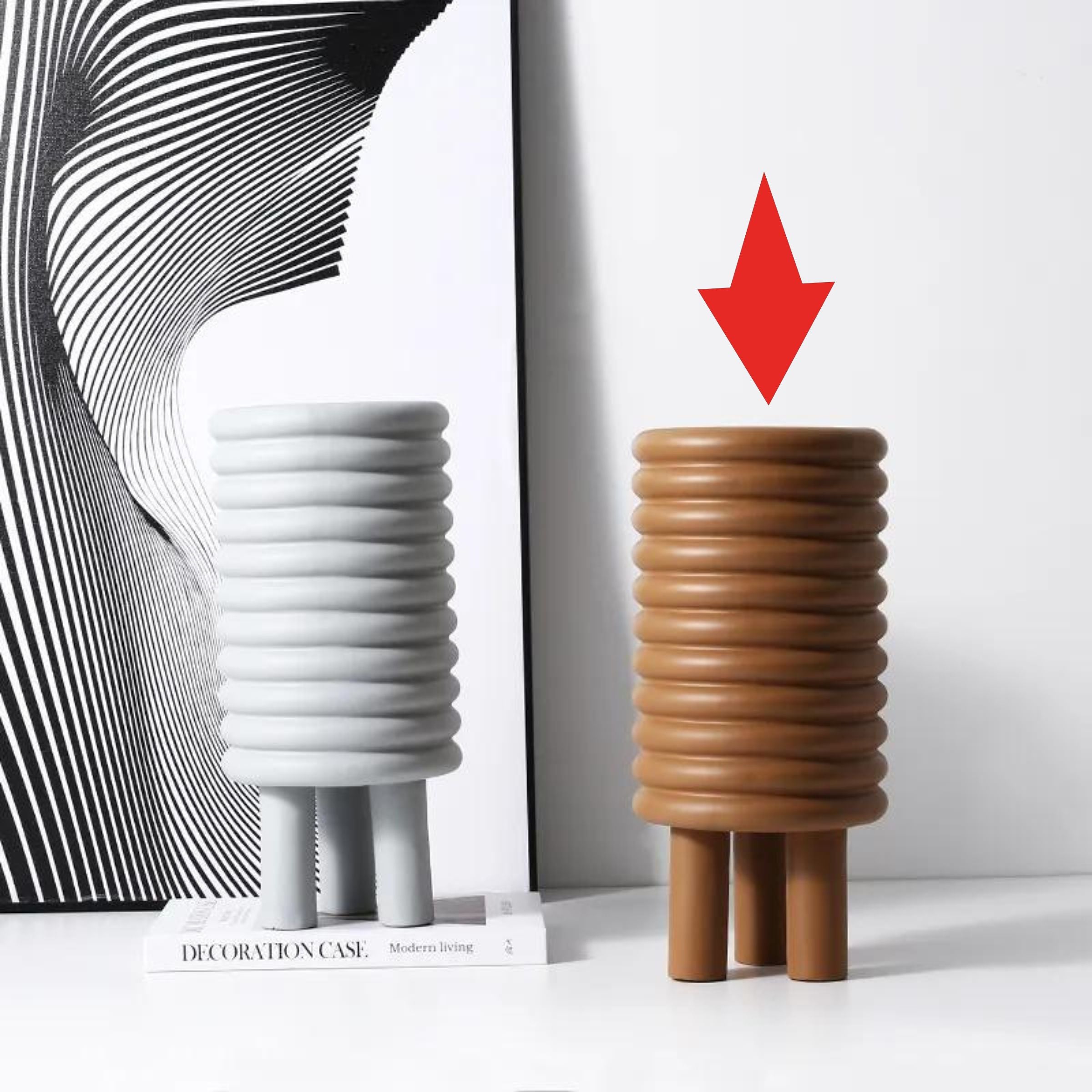 Circle Vase Brown Fc-Sz2174B - Vases - ebarza Furniture UAE | Shop Modern Furniture in Abu Dhabi & Dubai - مفروشات ايبازرا في الامارات | تسوق اثاث عصري وديكورات مميزة في دبي وابوظبي