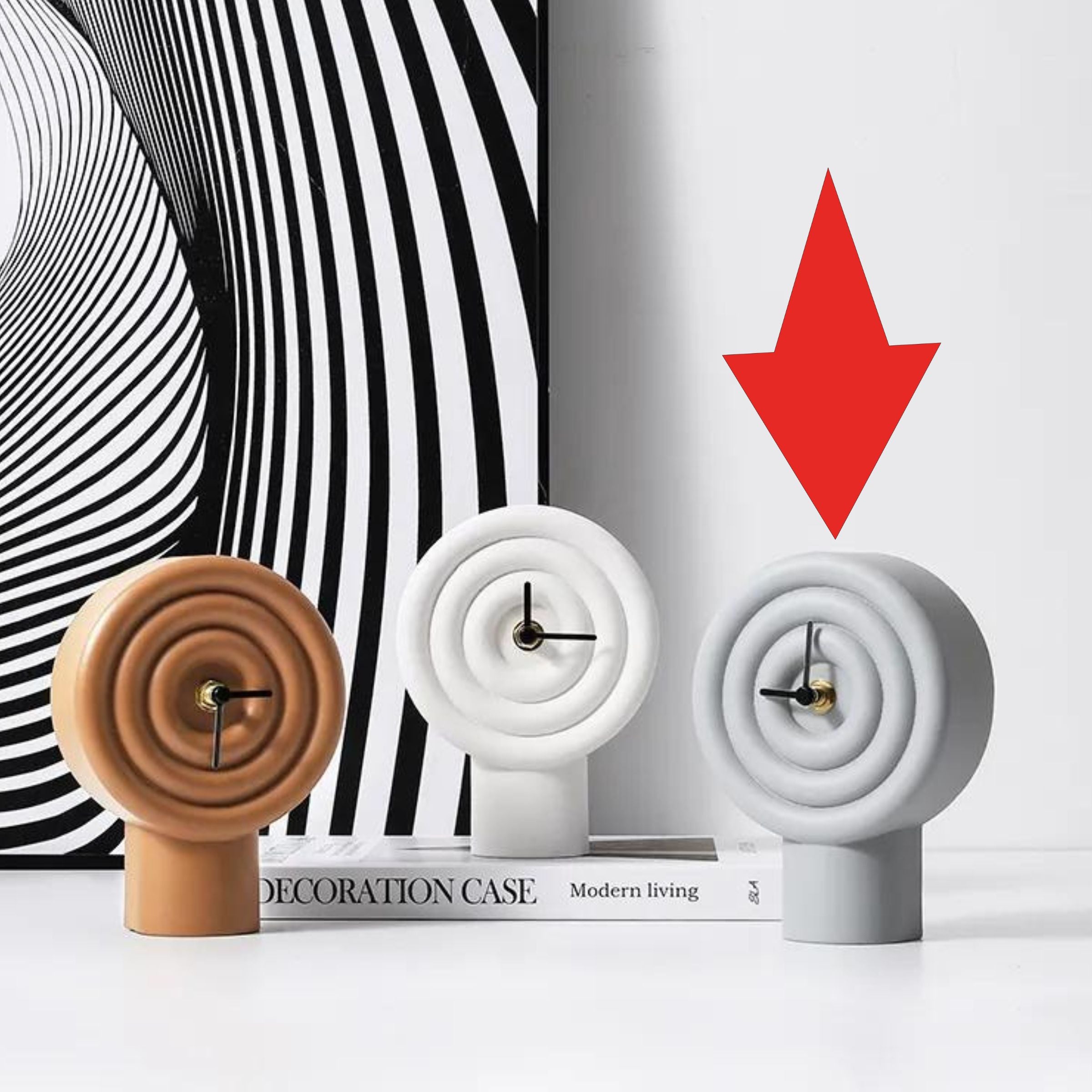 Grey Resin Table Clock Fc-Sz2177C - Clocks - ebarza Furniture UAE | Shop Modern Furniture in Abu Dhabi & Dubai - مفروشات ايبازرا في الامارات | تسوق اثاث عصري وديكورات مميزة في دبي وابوظبي