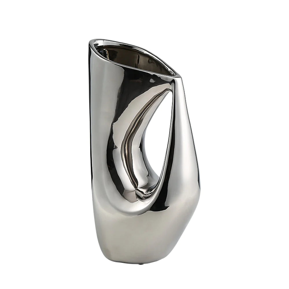 Harm Sliver Vase FA-D22131B - Vases - ebarza Furniture UAE | Shop Modern Furniture in Abu Dhabi & Dubai - مفروشات ايبازرا في الامارات | تسوق اثاث عصري وديكورات مميزة في دبي وابوظبي