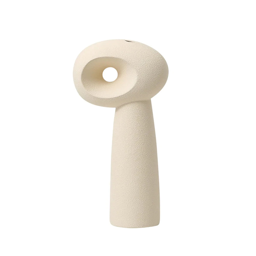 Ivory Abstract Ceramic Bud Vase Fd-D22019 - Vases - ebarza Furniture UAE | Shop Modern Furniture in Abu Dhabi & Dubai - مفروشات ايبازرا في الامارات | تسوق اثاث عصري وديكورات مميزة في دبي وابوظبي