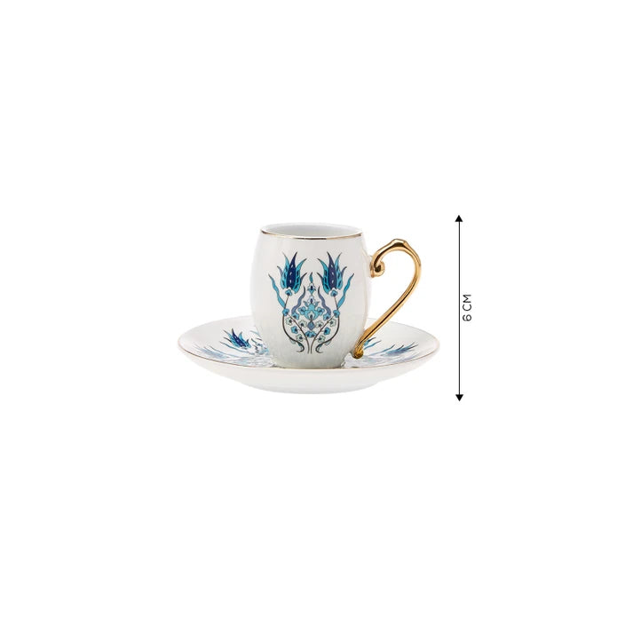 İznik Set Of 6 Coffee Cup And Plates 153.01.05.4275 - Coffee Sets - ebarza Furniture UAE | Shop Modern Furniture in Abu Dhabi & Dubai - مفروشات ايبازرا في الامارات | تسوق اثاث عصري وديكورات مميزة في دبي وابوظبي