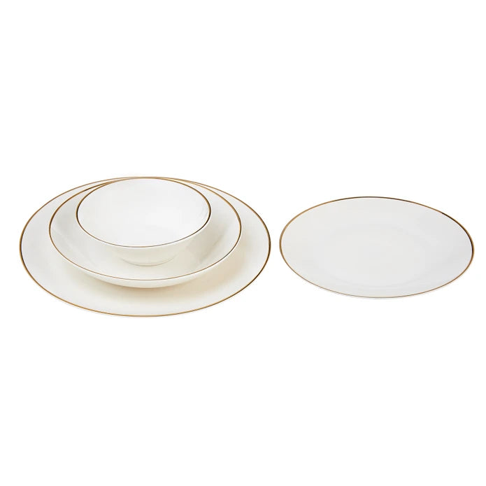 Karaca Alicia 24 Pieces 6 Person Porcelain Gold Round Dinnerware 153.03.06.5064 - Dinnerware Sets - ebarza Furniture UAE | Shop Modern Furniture in Abu Dhabi & Dubai - مفروشات ايبازرا في الامارات | تسوق اثاث عصري وديكورات مميزة في دبي وابوظبي