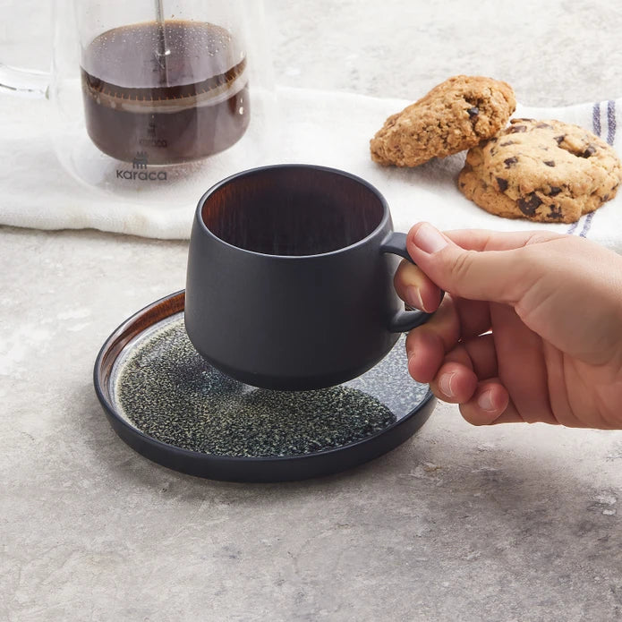 Karaca Black Galactic Single Set of Tea Cups 300 ml 153.03.06.7235 - Tea Sets - ebarza Furniture UAE | Shop Modern Furniture in Abu Dhabi & Dubai - مفروشات ايبازرا في الامارات | تسوق اثاث عصري وديكورات مميزة في دبي وابوظبي