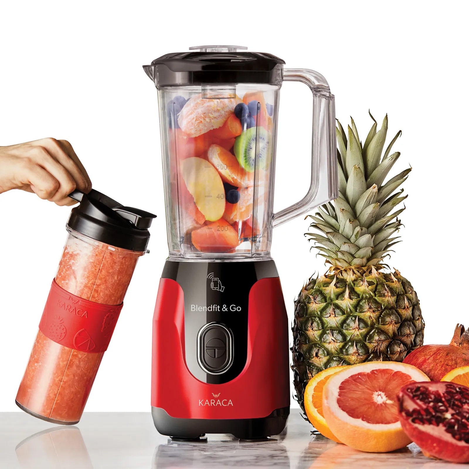 Karaca Blendfit Red Smoothie Go Set 153.03.06.6427 - Kitchen Appliances - ebarza Furniture UAE | Shop Modern Furniture in Abu Dhabi & Dubai - مفروشات ايبازرا في الامارات | تسوق اثاث عصري وديكورات مميزة في دبي وابوظبي