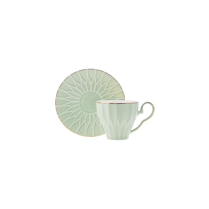Karaca Corvus Green Yellow 2 Person Teacup 220 ml 153.03.06.7000 - Coffee Sets - ebarza Furniture UAE | Shop Modern Furniture in Abu Dhabi & Dubai - مفروشات ايبازرا في الامارات | تسوق اثاث عصري وديكورات مميزة في دبي وابوظبي
