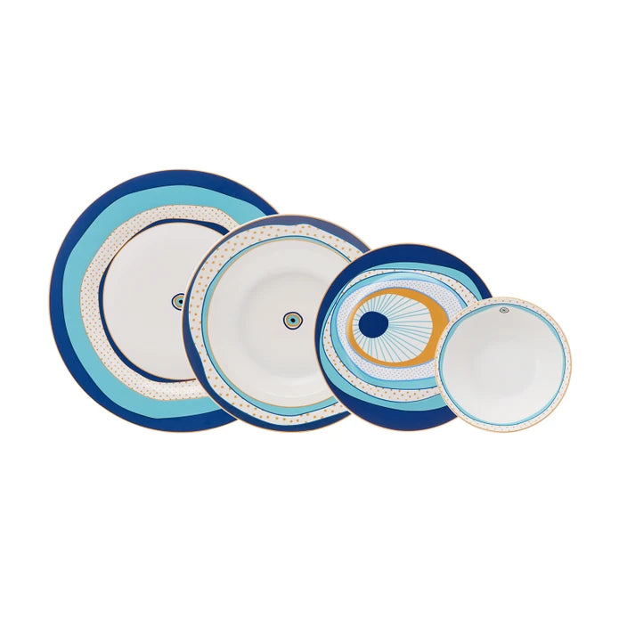 Karaca Eye Zone 24 Pieces 6 Person Porcelain Dinnerware 153.03.06.5960 - Dinnerware Sets - ebarza Furniture UAE | Shop Modern Furniture in Abu Dhabi & Dubai - مفروشات ايبازرا في الامارات | تسوق اثاث عصري وديكورات مميزة في دبي وابوظبي