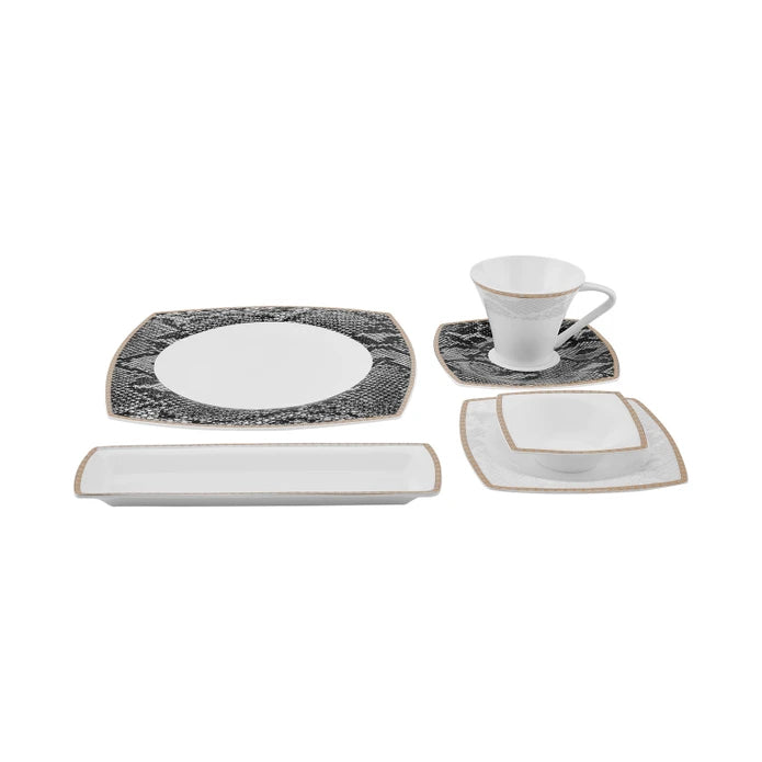 Karaca Fine Pearl Şahmeran 26 Pieces Square Breakfast Set For 6 Persons 153.03.08.2624 - Dinnerware Sets - ebarza Furniture UAE | Shop Modern Furniture in Abu Dhabi & Dubai - مفروشات ايبازرا في الامارات | تسوق اثاث عصري وديكورات مميزة في دبي وابوظبي