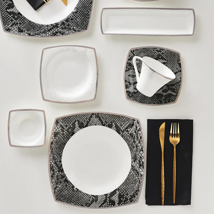 Karaca Fine Pearl Şahmeran 26 Pieces Square Breakfast Set For 6 Persons 153.03.08.2624 - Dinnerware Sets - ebarza Furniture UAE | Shop Modern Furniture in Abu Dhabi & Dubai - مفروشات ايبازرا في الامارات | تسوق اثاث عصري وديكورات مميزة في دبي وابوظبي