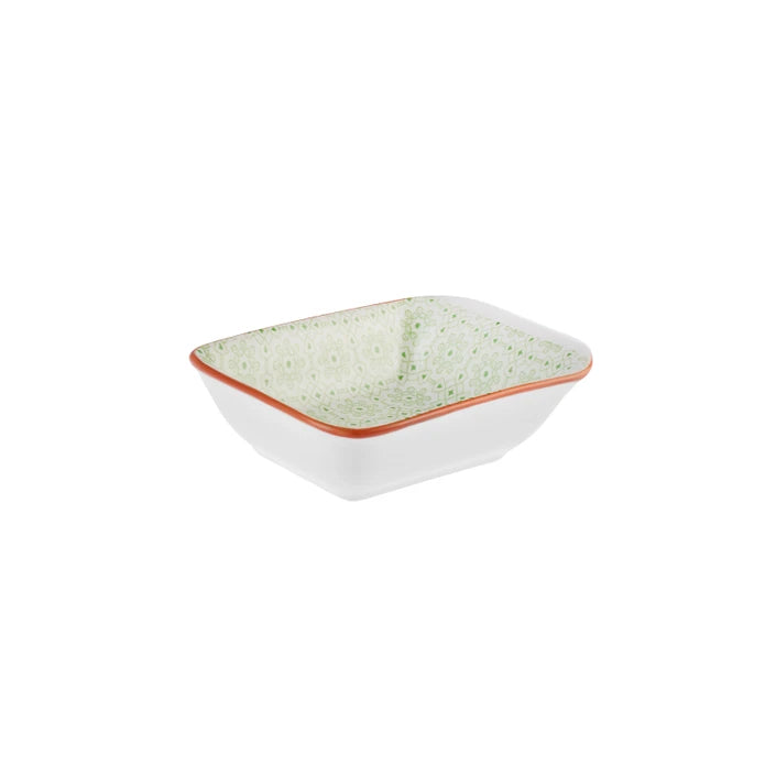 Karaca Floral Green Rectangle Cookie/Sauce Bowl 10 cm 153.03.08.2995 - Bowls - ebarza Furniture UAE | Shop Modern Furniture in Abu Dhabi & Dubai - مفروشات ايبازرا في الامارات | تسوق اثاث عصري وديكورات مميزة في دبي وابوظبي
