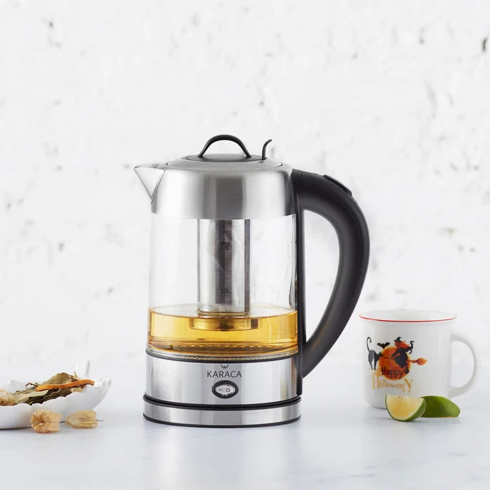 Karaca Glass Herbal Tea Maker With Led Lighting Inox 2202 153.01.06.1780/153.01.06.4887 - Kitchen Appliances - ebarza Furniture UAE | Shop Modern Furniture in Abu Dhabi & Dubai - مفروشات ايبازرا في الامارات | تسوق اثاث عصري وديكورات مميزة في دبي وابوظبي