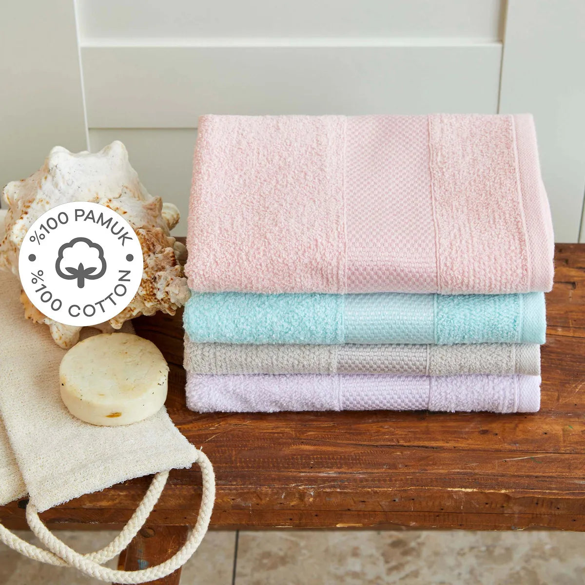 Karaca Home Elie Flos 100% Cotton 4 Piece Towel Set 50X90Cm 200.18.01.0778 - Towels - ebarza Furniture UAE | Shop Modern Furniture in Abu Dhabi & Dubai - مفروشات ايبازرا في الامارات | تسوق اثاث عصري وديكورات مميزة في دبي وابوظبي