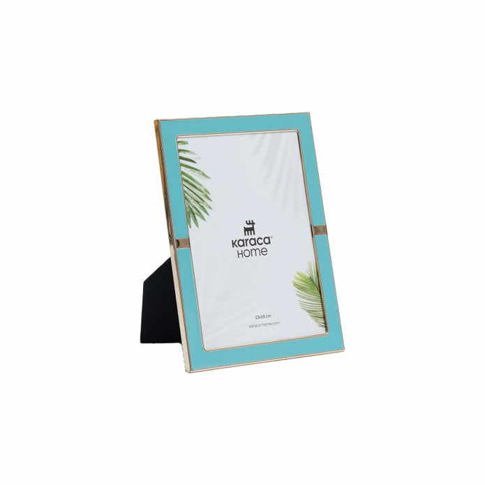 Karaca Home Jovana Photo Frame Blue/Gold 13x18 cm 300.22.02.0098 - Photo Frames - ebarza Furniture UAE | Shop Modern Furniture in Abu Dhabi & Dubai - مفروشات ايبازرا في الامارات | تسوق اثاث عصري وديكورات مميزة في دبي وابوظبي