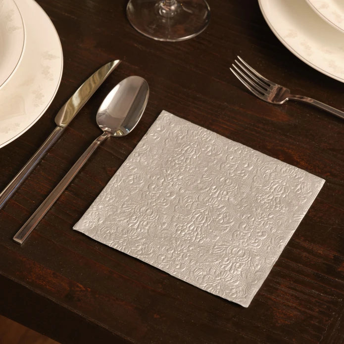 Karaca Home New Year Elegance Silver 20 Pcs Paper Napkin 300.22.02.1034 - Napkins - ebarza Furniture UAE | Shop Modern Furniture in Abu Dhabi & Dubai - مفروشات ايبازرا في الامارات | تسوق اثاث عصري وديكورات مميزة في دبي وابوظبي