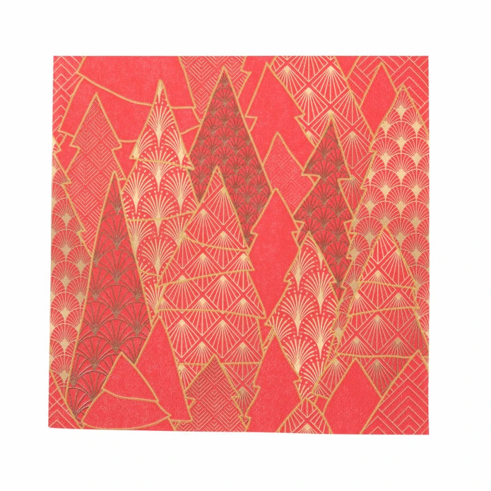 Karaca Home New Year Luxury Trees Red 20 Pcs Paper Napkin 300.22.02.1023 - Napkins - ebarza Furniture UAE | Shop Modern Furniture in Abu Dhabi & Dubai - مفروشات ايبازرا في الامارات | تسوق اثاث عصري وديكورات مميزة في دبي وابوظبي