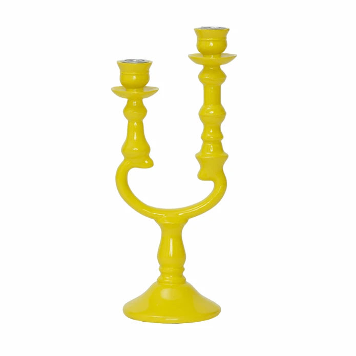Karaca Home Pop-Art 2-Set Yellow Candlestick 300.22.02.0528 - Candle Holders - ebarza Furniture UAE | Shop Modern Furniture in Abu Dhabi & Dubai - مفروشات ايبازرا في الامارات | تسوق اثاث عصري وديكورات مميزة في دبي وابوظبي