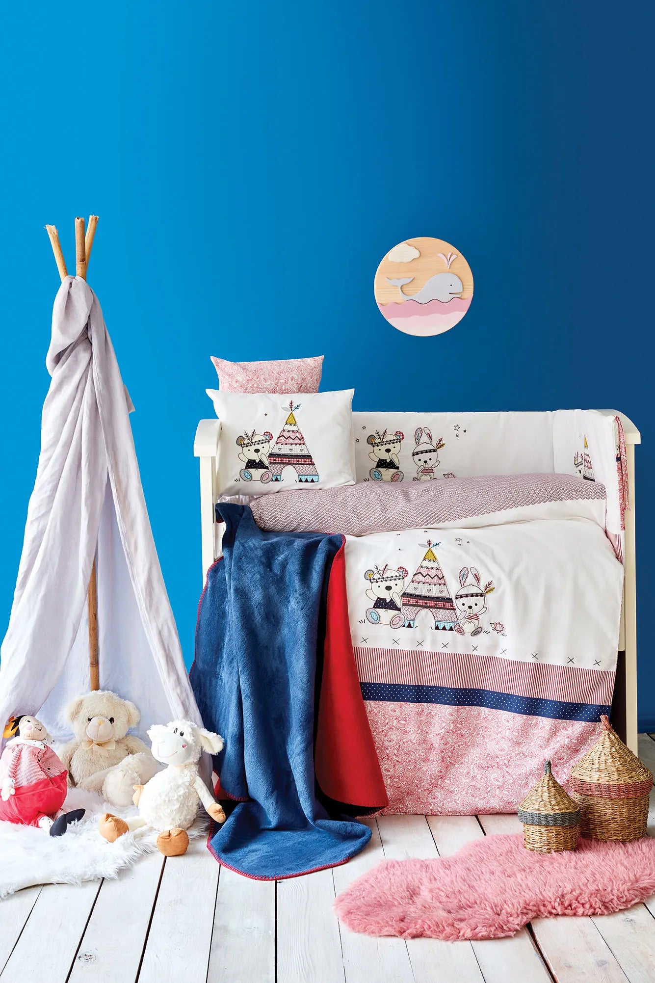 Karaca Home Tent Applique / Embroidery 13 Piece Baby Set 200.16.01.0252 - Bedding - ebarza Furniture UAE | Shop Modern Furniture in Abu Dhabi & Dubai - مفروشات ايبازرا في الامارات | تسوق اثاث عصري وديكورات مميزة في دبي وابوظبي