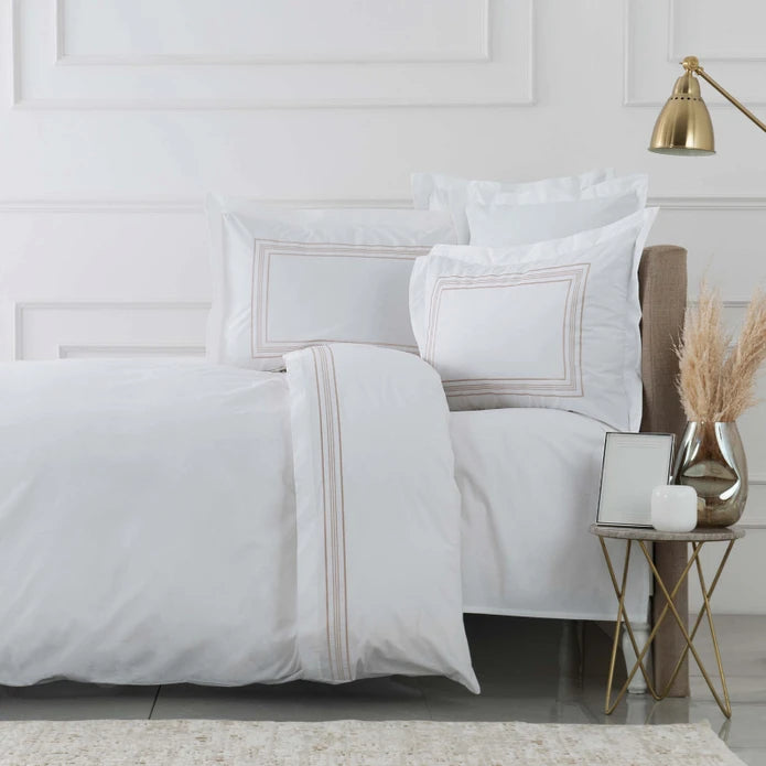 Karaca Home White Collection Freya White Embroidered Percale Double Duvet Cover Set 200.20.01.0100 - Bedding - ebarza Furniture UAE | Shop Modern Furniture in Abu Dhabi & Dubai - مفروشات ايبازرا في الامارات | تسوق اثاث عصري وديكورات مميزة في دبي وابوظبي