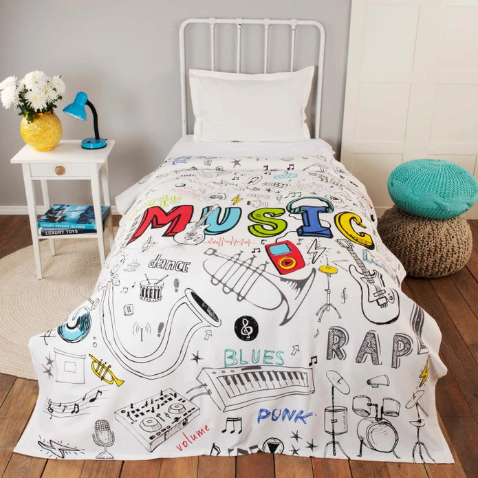 Karaca Home Young Music Single 100% Cotton Pique 200.20.01.0147 - Bedding - ebarza Furniture UAE | Shop Modern Furniture in Abu Dhabi & Dubai - مفروشات ايبازرا في الامارات | تسوق اثاث عصري وديكورات مميزة في دبي وابوظبي