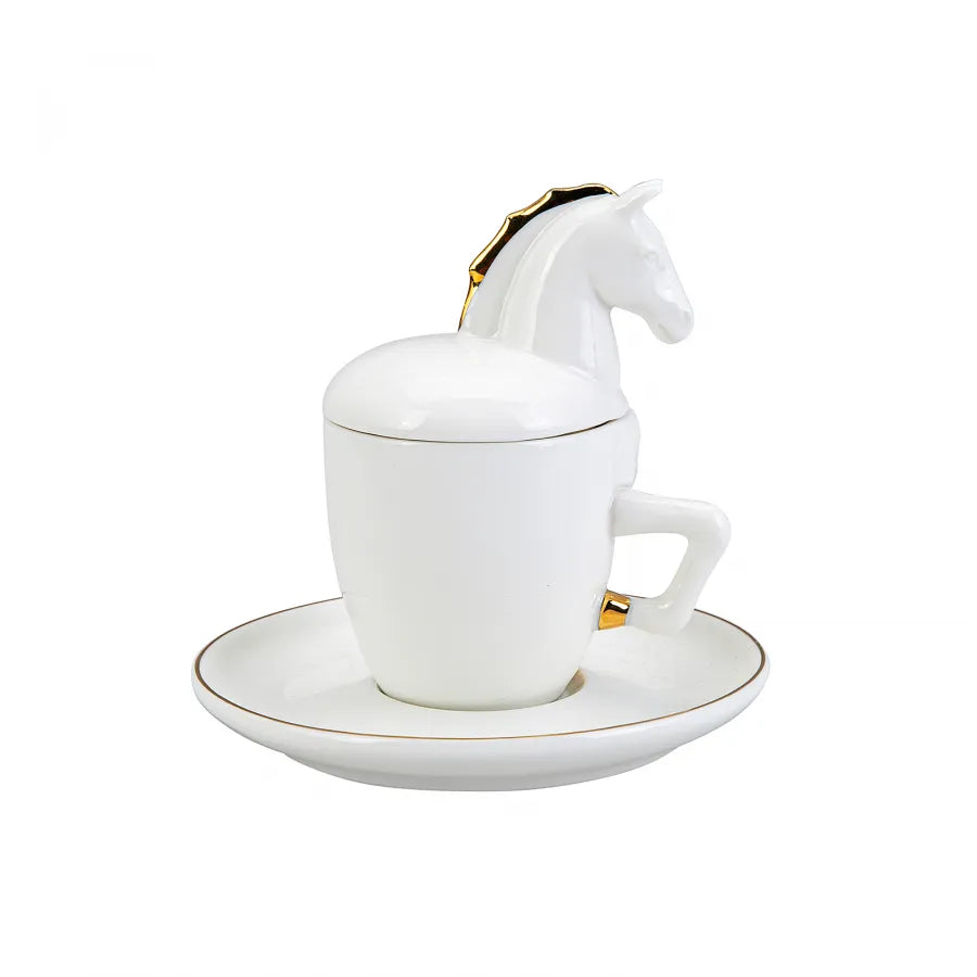 Karaca Horse Set Of 2 Coffee Cups 80 Ml 153.03.07.9866 - Coffee Sets - ebarza Furniture UAE | Shop Modern Furniture in Abu Dhabi & Dubai - مفروشات ايبازرا في الامارات | تسوق اثاث عصري وديكورات مميزة في دبي وابوظبي