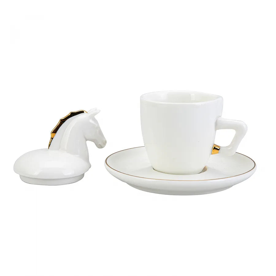 Karaca Horse Set Of 2 Coffee Cups 80 Ml 153.03.07.9866 - Coffee Sets - ebarza Furniture UAE | Shop Modern Furniture in Abu Dhabi & Dubai - مفروشات ايبازرا في الامارات | تسوق اثاث عصري وديكورات مميزة في دبي وابوظبي