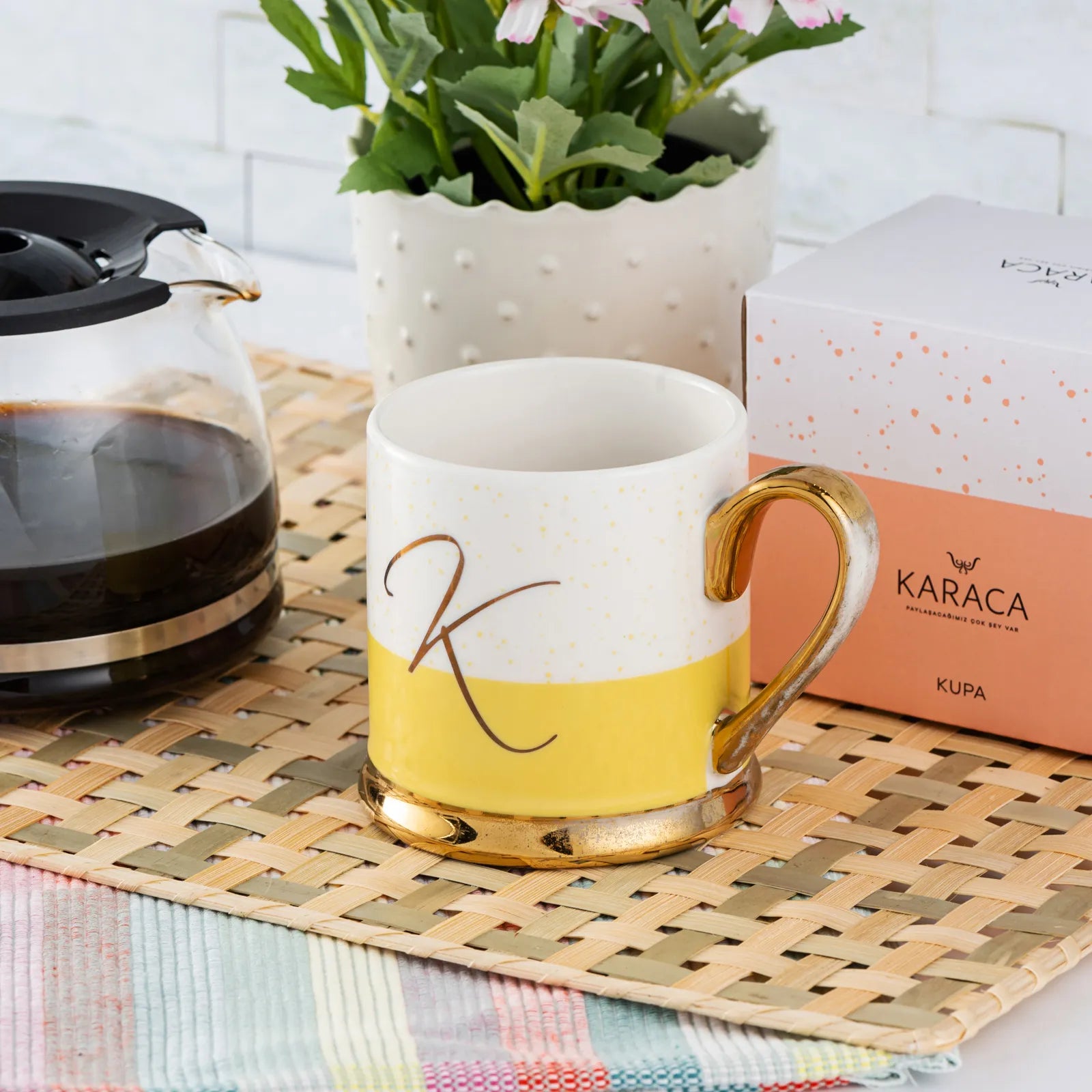 Karaca K Letter Mug 153.03.06.1618 - Mugs - ebarza Furniture UAE | Shop Modern Furniture in Abu Dhabi & Dubai - مفروشات ايبازرا في الامارات | تسوق اثاث عصري وديكورات مميزة في دبي وابوظبي