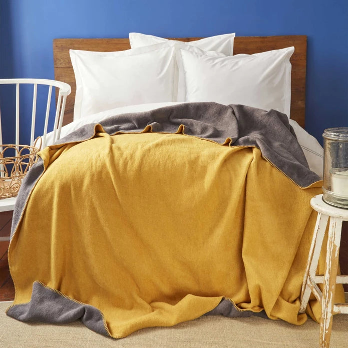 Karaca Nautica Home Jetty Mustard Anthracite Double Sided Single Cotton Blanket 180.01.01.0446 - Blankets - ebarza Furniture UAE | Shop Modern Furniture in Abu Dhabi & Dubai - مفروشات ايبازرا في الامارات | تسوق اثاث عصري وديكورات مميزة في دبي وابوظبي