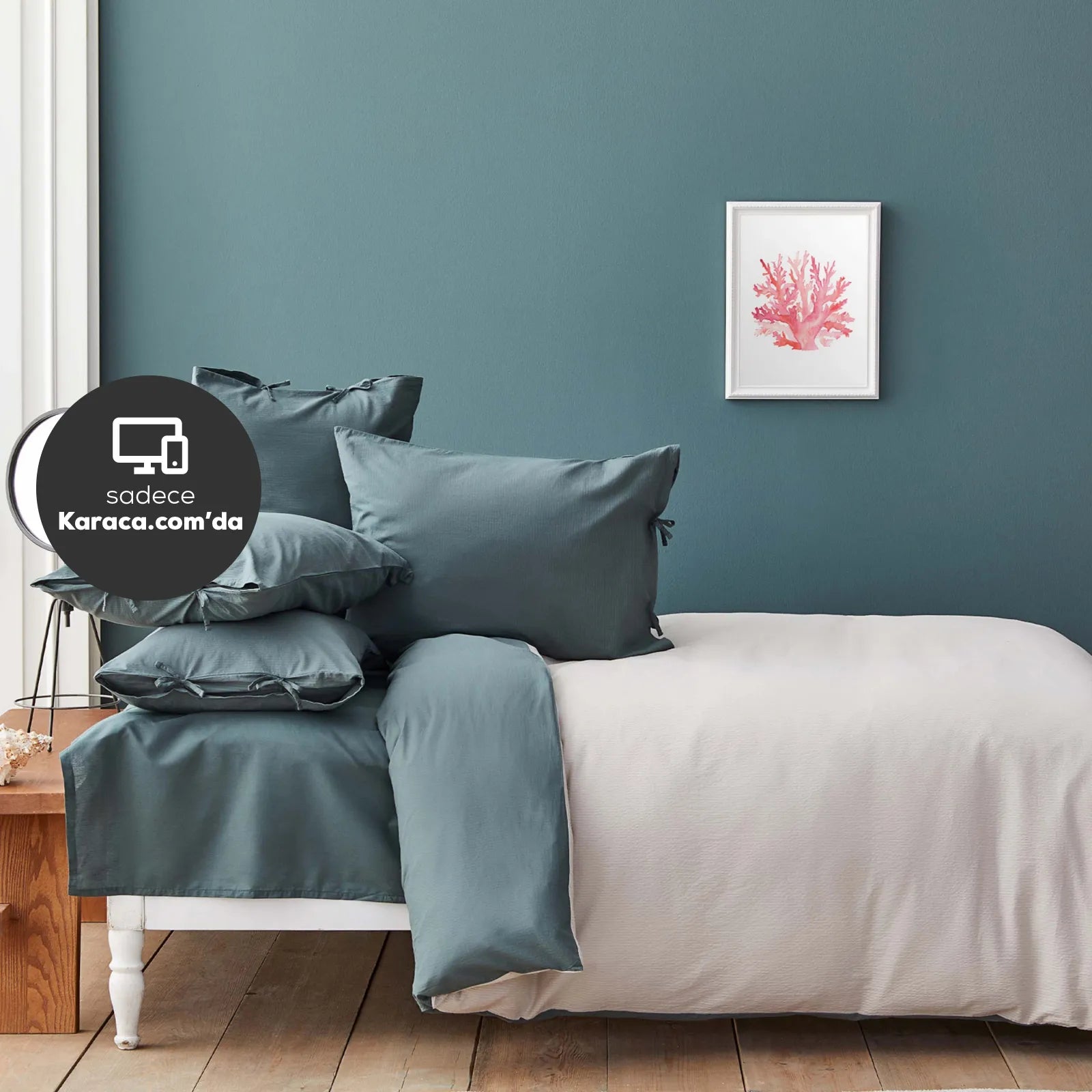 Karaca Nautica Home Pruva Green/Beige Double Sided Single Duvet Cover Set 180.01.01.0411 - Bedding - ebarza Furniture UAE | Shop Modern Furniture in Abu Dhabi & Dubai - مفروشات ايبازرا في الامارات | تسوق اثاث عصري وديكورات مميزة في دبي وابوظبي