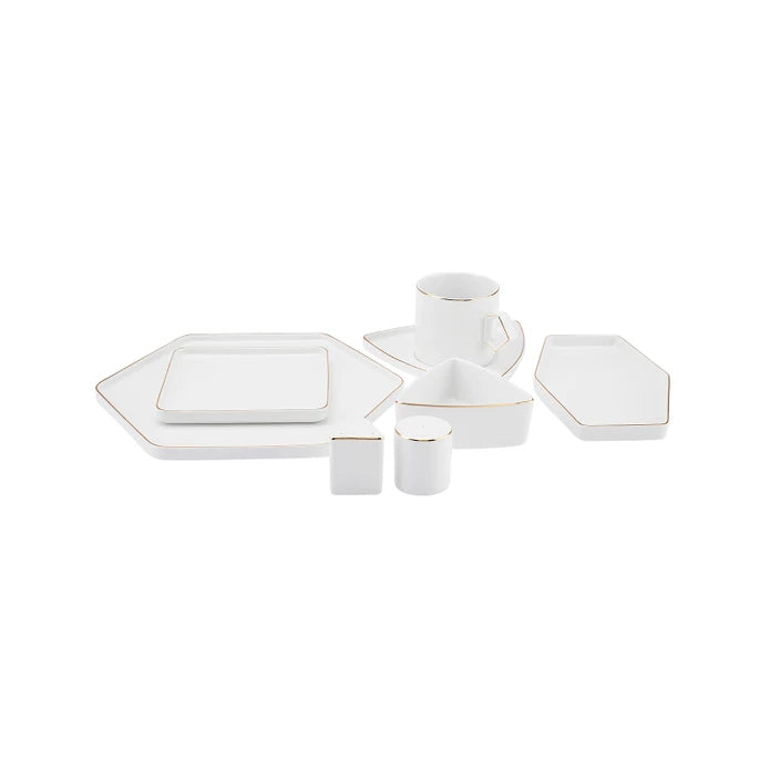 Karaca Streamline Geo Gold 28 Pieces 6 Person Breakfast/Service Set 153.03.08.2349 - Dinnerware Sets - ebarza Furniture UAE | Shop Modern Furniture in Abu Dhabi & Dubai - مفروشات ايبازرا في الامارات | تسوق اثاث عصري وديكورات مميزة في دبي وابوظبي