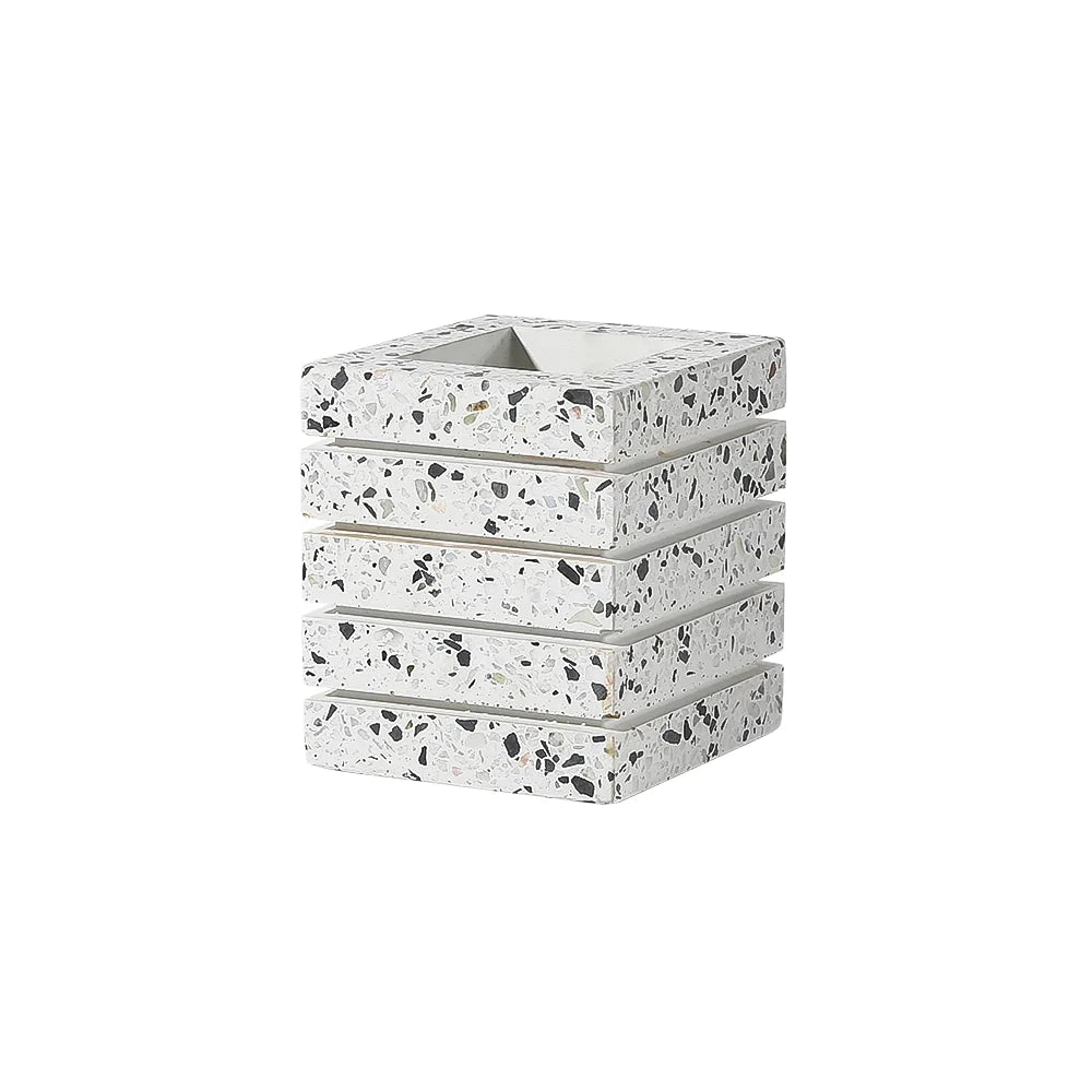 White Terrazzo Square Vase Fb-T2214A - Vases - ebarza Furniture UAE | Shop Modern Furniture in Abu Dhabi & Dubai - مفروشات ايبازرا في الامارات | تسوق اثاث عصري وديكورات مميزة في دبي وابوظبي