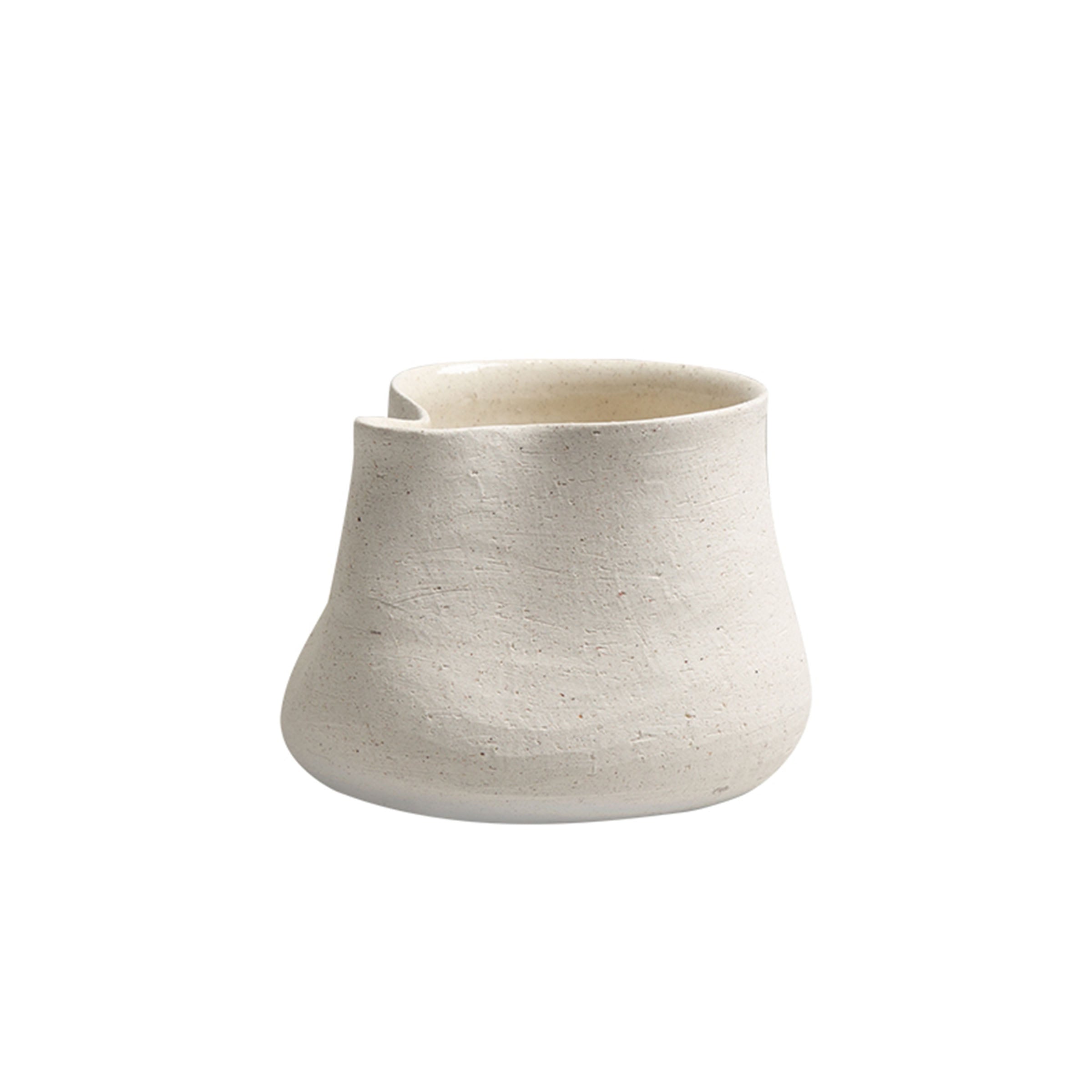 Sandface Pottery Bottle White-C FF-D23086C -  Vases - ebarza Furniture UAE | Shop Modern Furniture in Abu Dhabi & Dubai - مفروشات ايبازرا في الامارات | تسوق اثاث عصري وديكورات مميزة في دبي وابوظبي