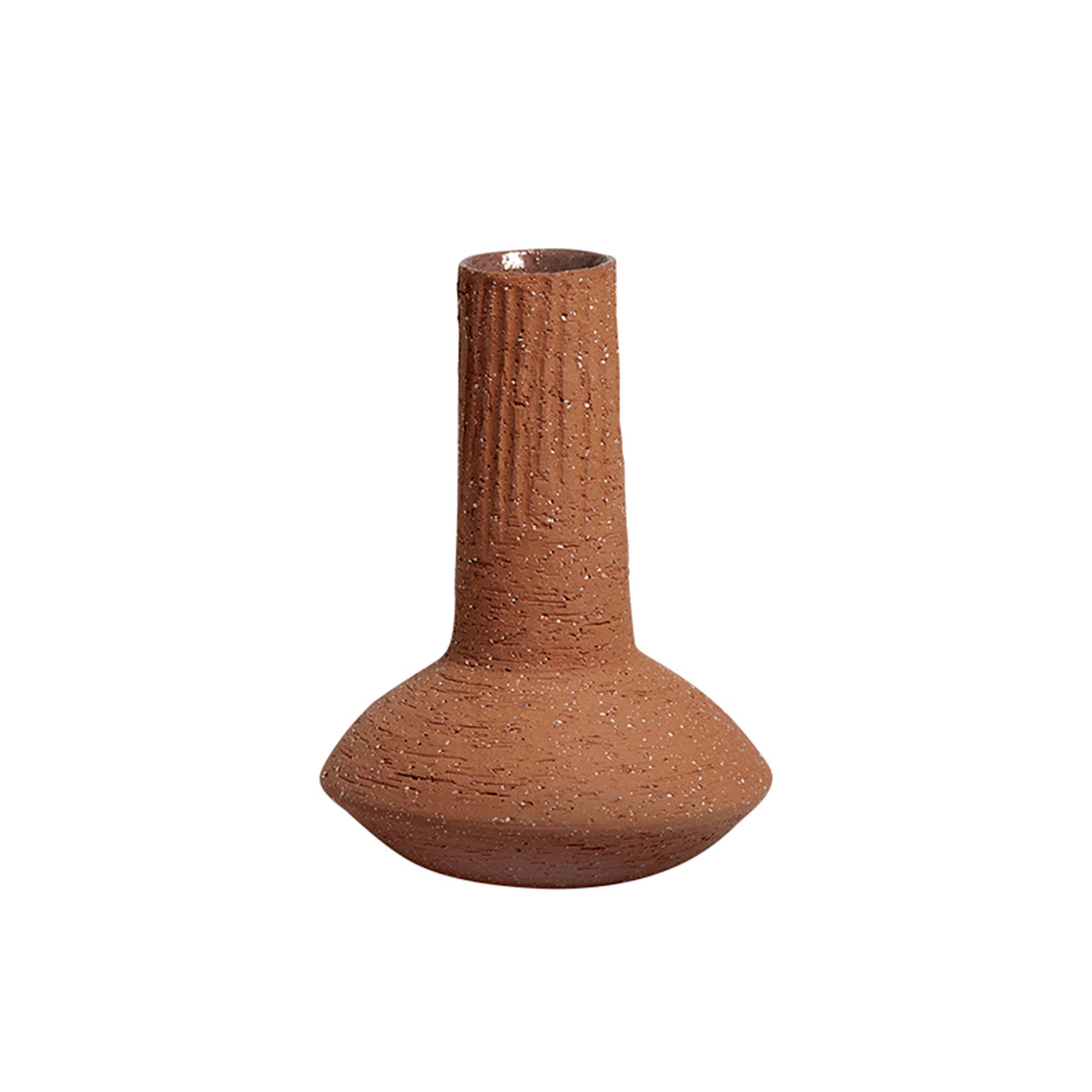 Long Neck Coarse Pottery Bottle-B FF-D23080B -  Vases - ebarza Furniture UAE | Shop Modern Furniture in Abu Dhabi & Dubai - مفروشات ايبازرا في الامارات | تسوق اثاث عصري وديكورات مميزة في دبي وابوظبي