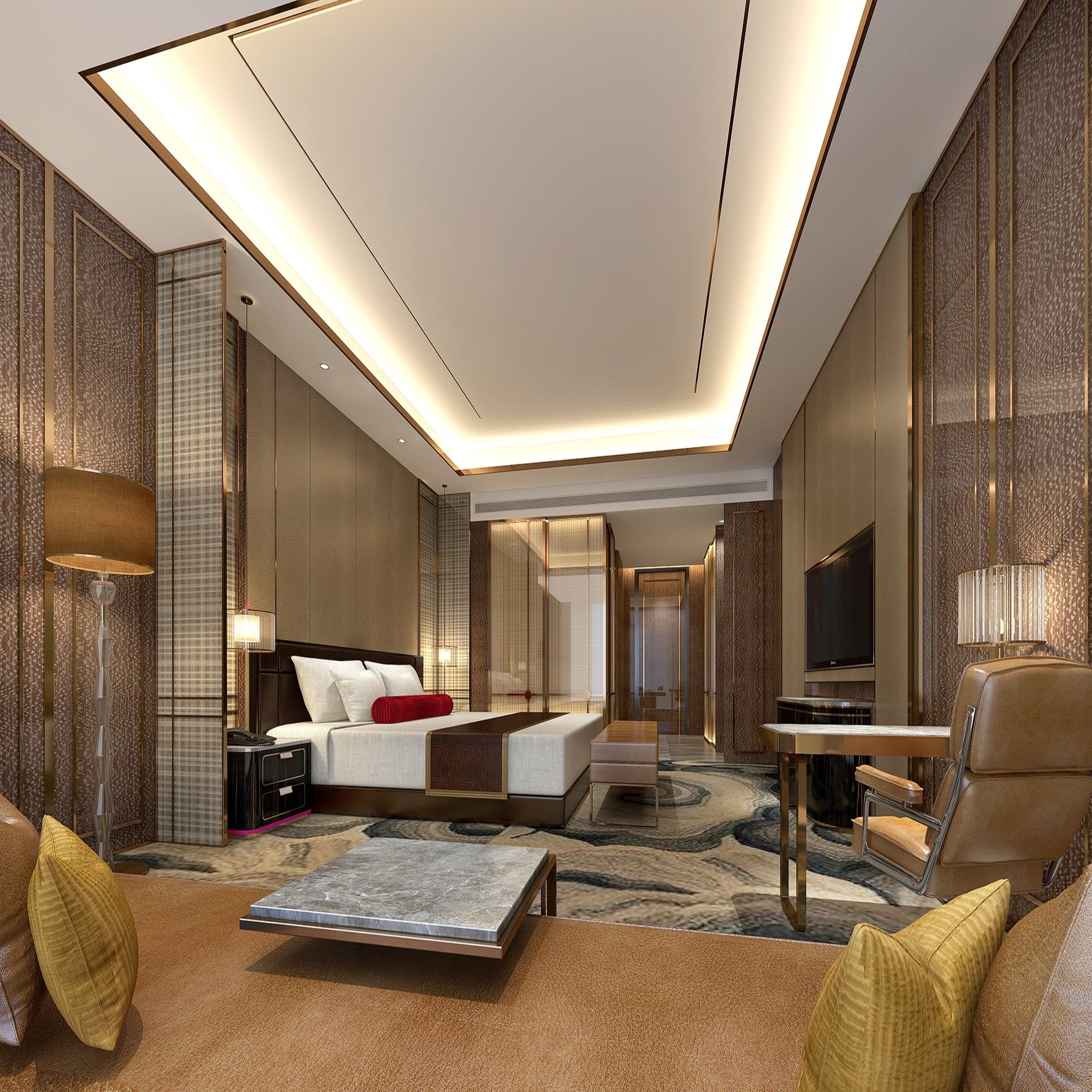 122*300cm WPC DECORATION PANEL BB STITCHING COLOR: HH089 Coral Gold F -  Wall Panels - ebarza Furniture UAE | Shop Modern Furniture in Abu Dhabi & Dubai - مفروشات ايبازرا في الامارات | تسوق اثاث عصري وديكورات مميزة في دبي وابوظبي