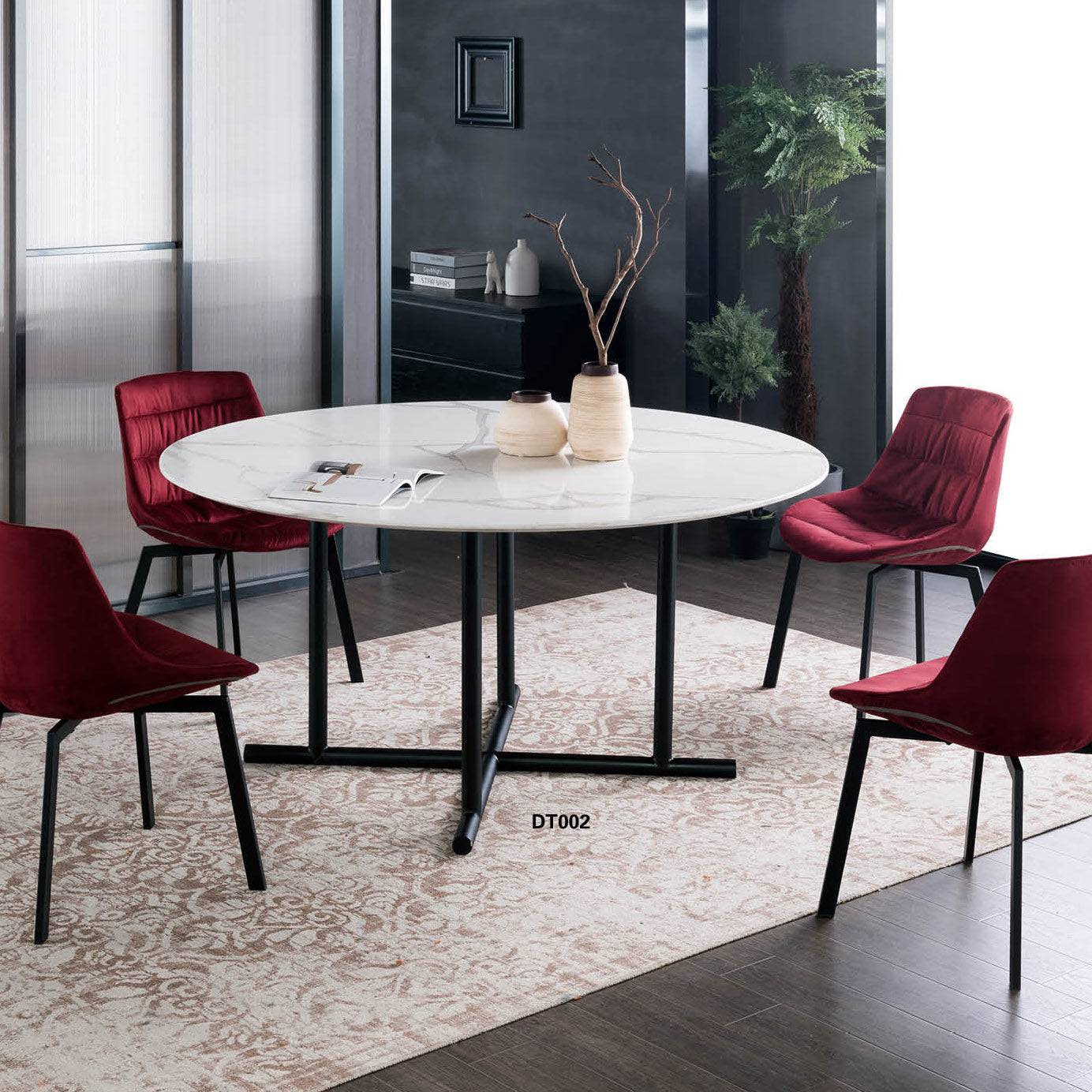 140 Cm Blackjack  Quartz Dining Table Dt002 (R2) -  Dining Tables - ebarza Furniture UAE | Shop Modern Furniture in Abu Dhabi & Dubai - مفروشات ايبازرا في الامارات | تسوق اثاث عصري وديكورات مميزة في دبي وابوظبي