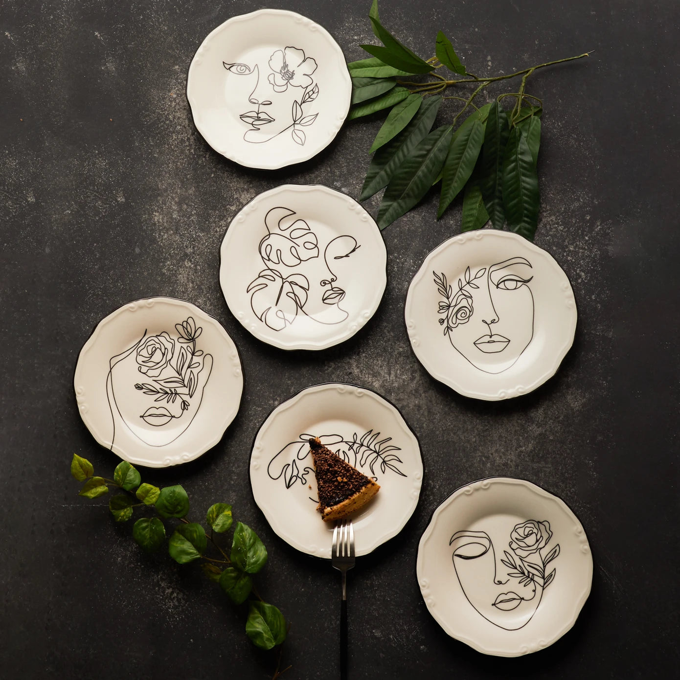 Karaca Face 6 Person Cake Set 153.03.06.6361 -  Cake Sets - ebarza Furniture UAE | Shop Modern Furniture in Abu Dhabi & Dubai - مفروشات ايبازرا في الامارات | تسوق اثاث عصري وديكورات مميزة في دبي وابوظبي
