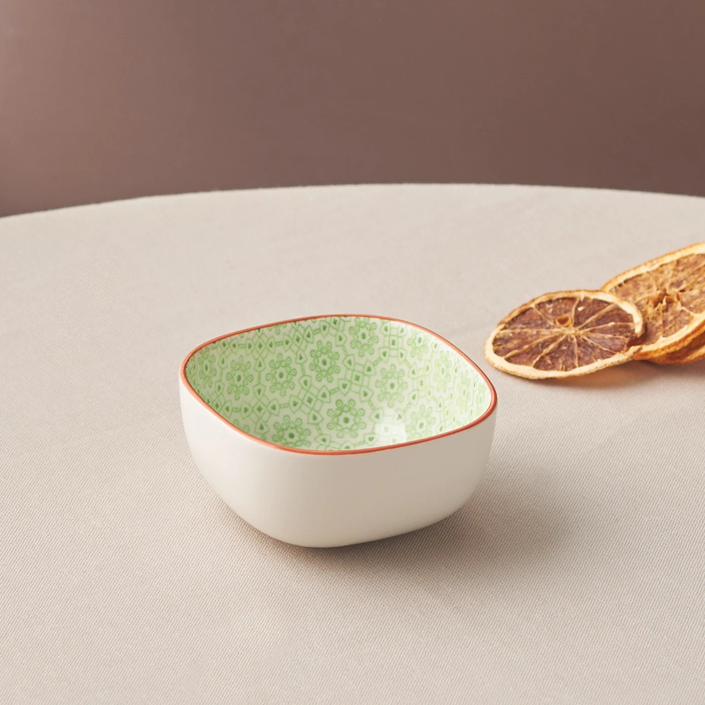 Karaca Floral Green Square Snack Bowl 10 cm 153.03.08.2983 -  Bowls - ebarza Furniture UAE | Shop Modern Furniture in Abu Dhabi & Dubai - مفروشات ايبازرا في الامارات | تسوق اثاث عصري وديكورات مميزة في دبي وابوظبي