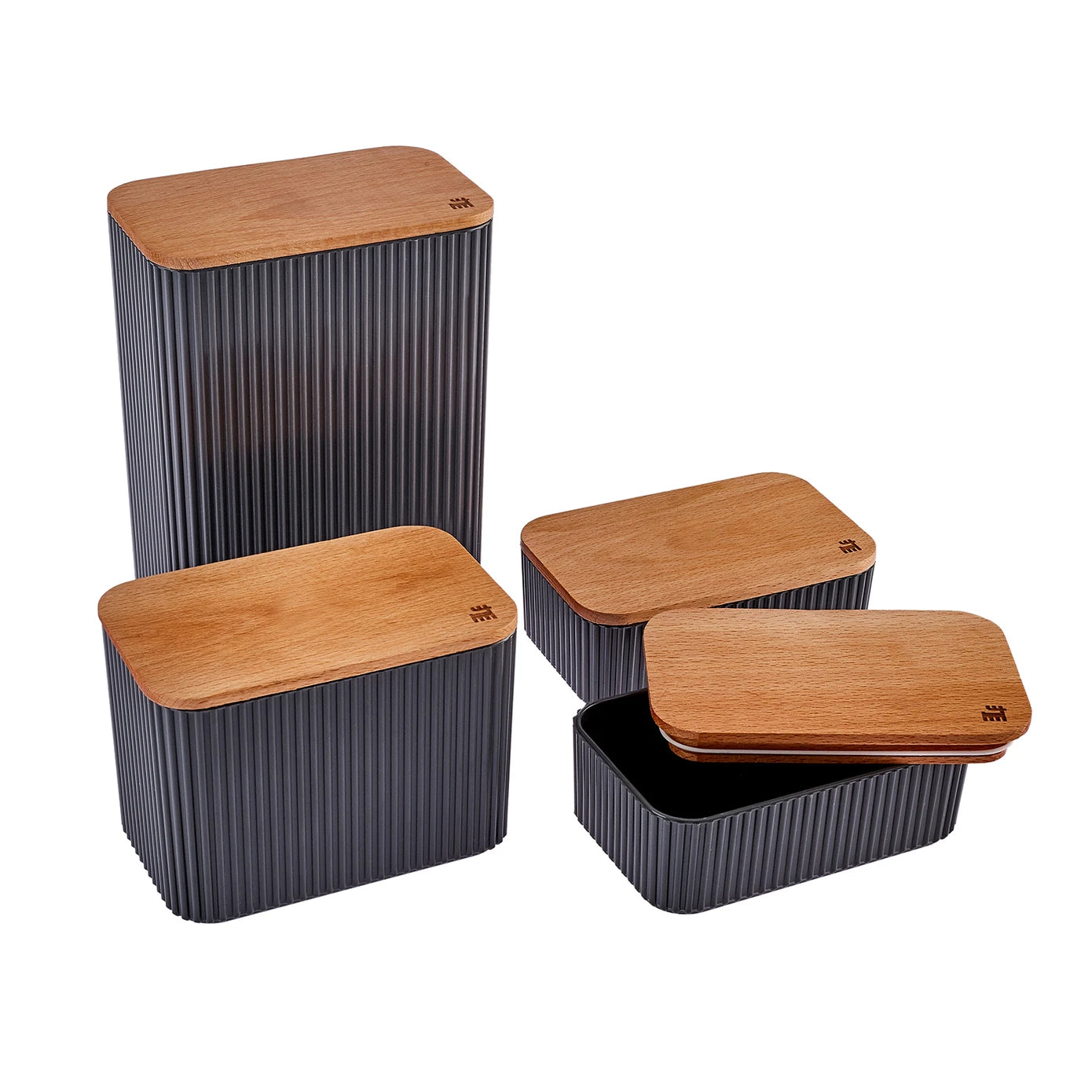Karaca Massimo 4-Piece Storage Box Set Anthracite 153.09.01.0576 -  Spice Sets - ebarza Furniture UAE | Shop Modern Furniture in Abu Dhabi & Dubai - مفروشات ايبازرا في الامارات | تسوق اثاث عصري وديكورات مميزة في دبي وابوظبي