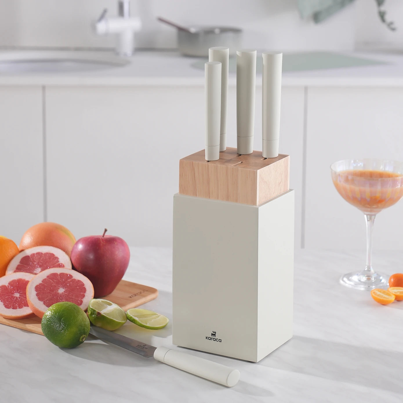 Karaca Viego 6 Piece Knife Set Cream 153.09.01.0825 -  Kitchen Knives - ebarza Furniture UAE | Shop Modern Furniture in Abu Dhabi & Dubai - مفروشات ايبازرا في الامارات | تسوق اثاث عصري وديكورات مميزة في دبي وابوظبي