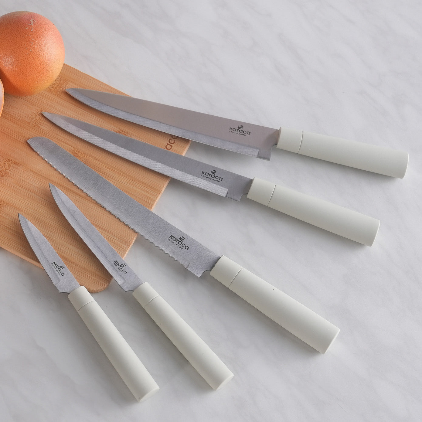 Karaca Viego 6 Piece Knife Set Cream 153.09.01.0825 -  Kitchen Knives - ebarza Furniture UAE | Shop Modern Furniture in Abu Dhabi & Dubai - مفروشات ايبازرا في الامارات | تسوق اثاث عصري وديكورات مميزة في دبي وابوظبي